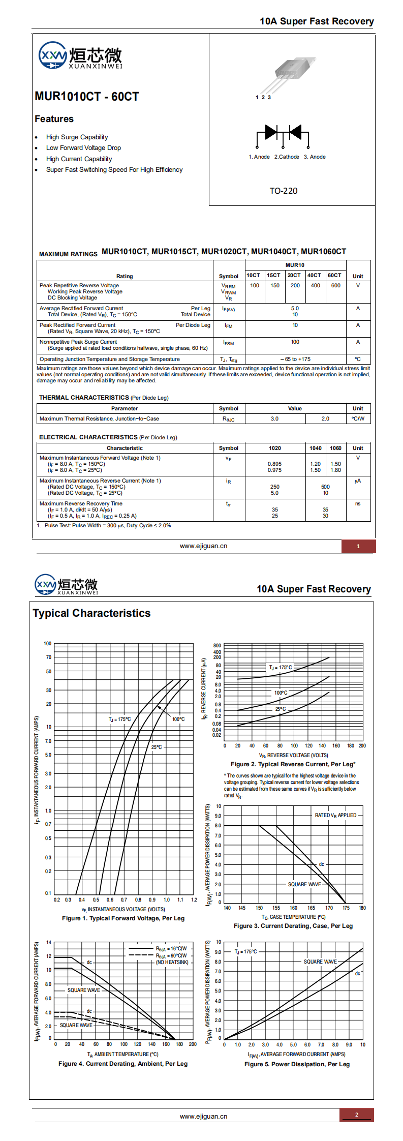 MUR1060CT快恢復二極管